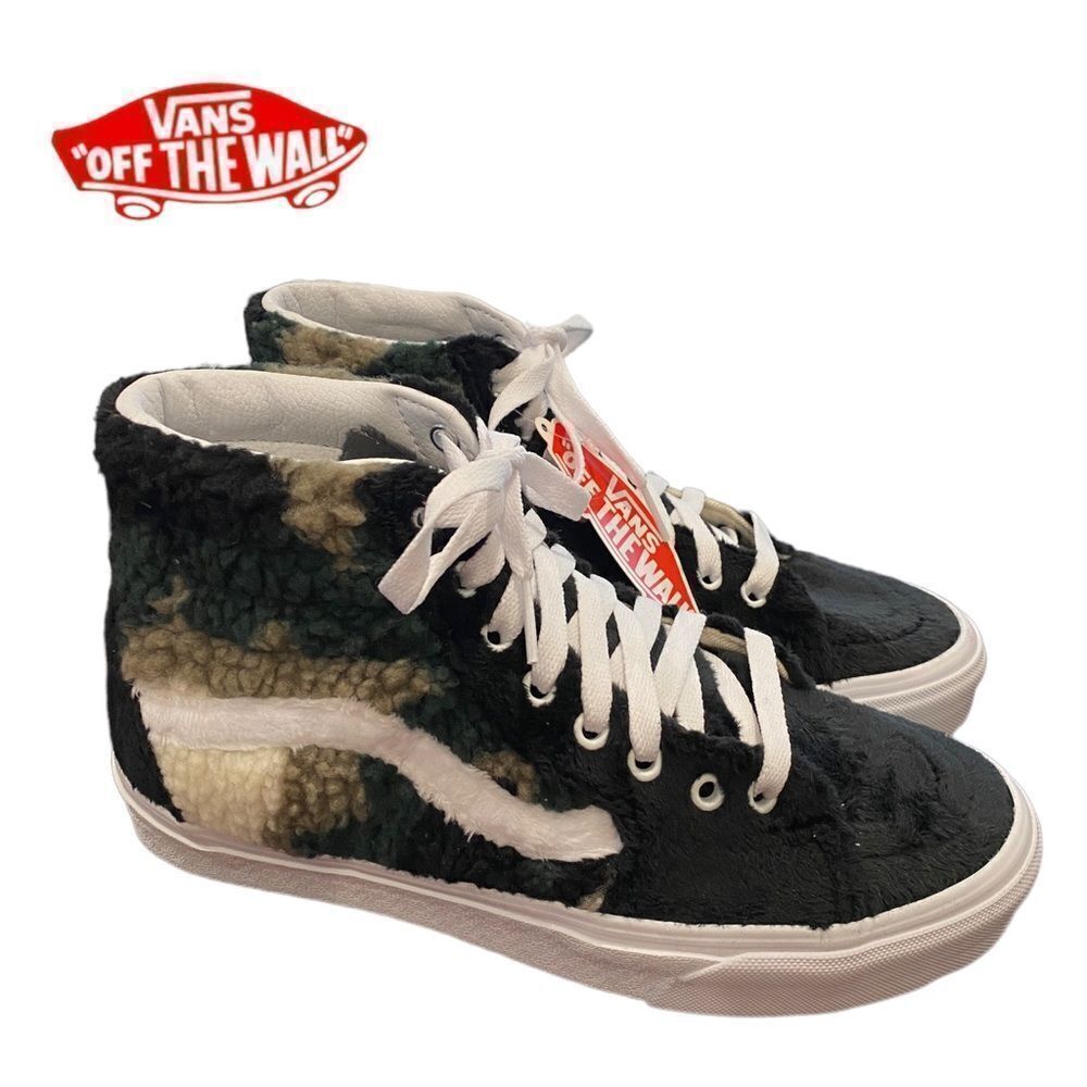 NEW Vans Women's Men's Sk8-Hi Sherpa Camo Black Tennis Shoes Sneakers